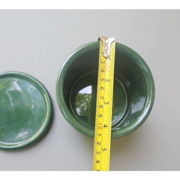 Longaberger Pottery Woven Traditions Lidded Jar 16 oz Ivy Green Salt 1 Pint - Picture 7 of 11